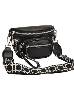 Поясная кожаная сумка 1535 BLACK
