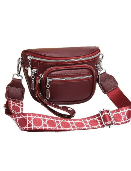 Поясная кожаная сумка 1535 BORDO