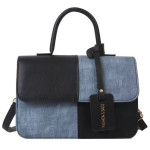 Женская кожаная сумка 4114 BLACK BLUE