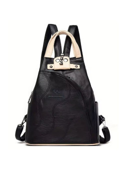 Женский кожаный рюкзак 706-2 BLACK WHITE